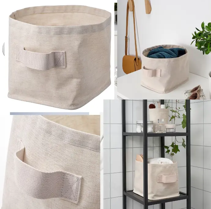 PURRPINGLA Storage basket, textile/beige