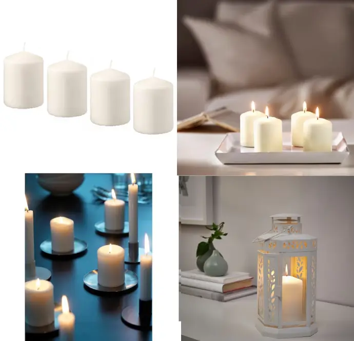 HEMSJO UNSCENTED BLOCK CANDLES SET OF 4