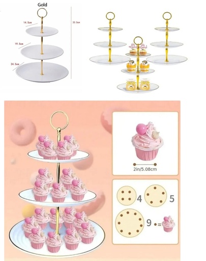 [10082] 3 TIER CAKE/FRUIT STAND