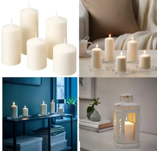 [10012] FENIMEN UNSCENTED BLOCK CANDLES SET OF 5